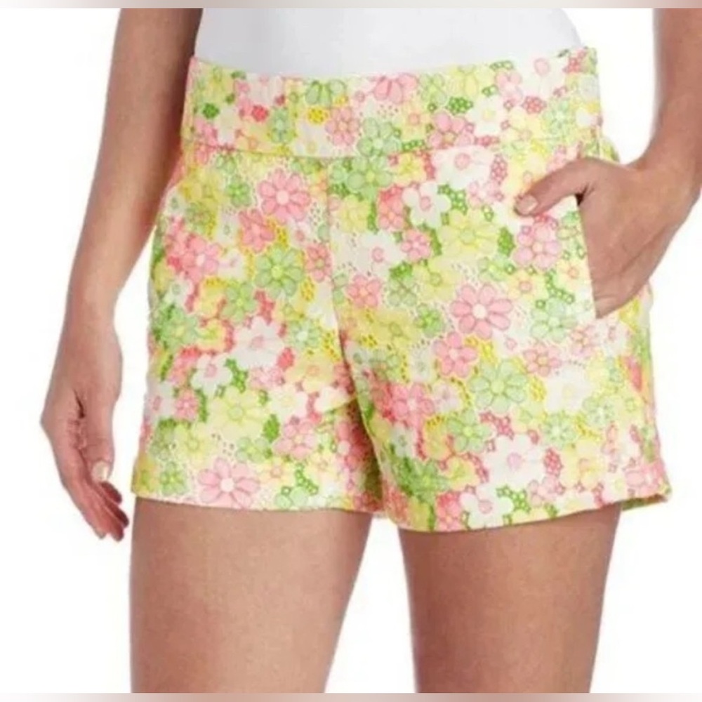 Lilly Pulitzer Floral High Waist Shorts - Pink, Green, Yellow